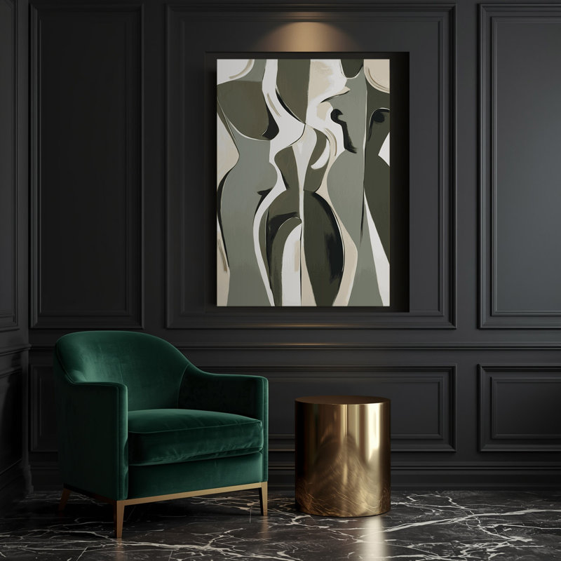 Abstrait art figuratif brun sur toile 91, H 30 po x l 20 po