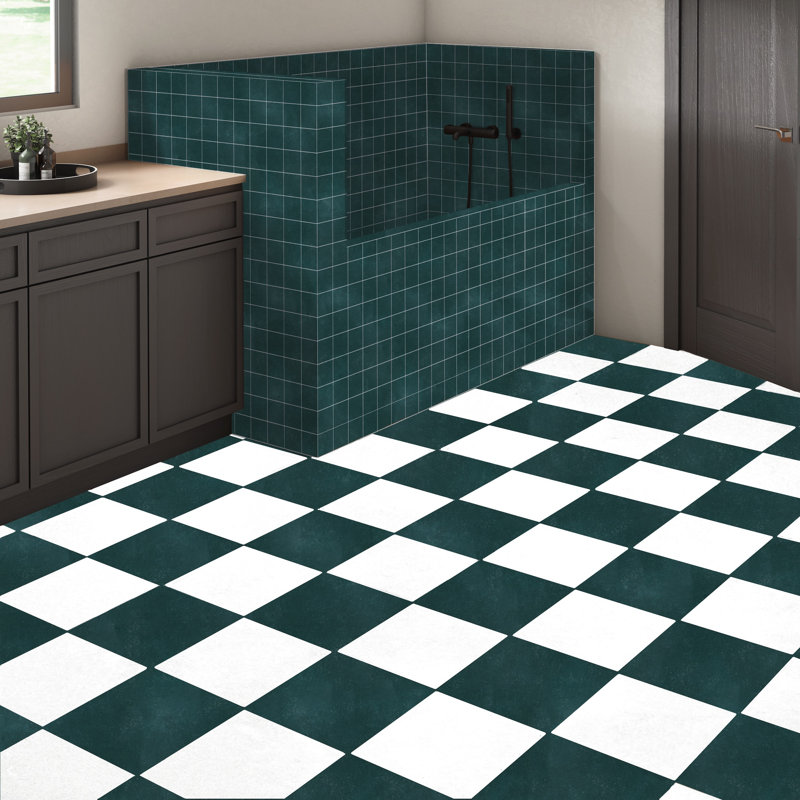 Literary License 3'' W x 3'' L Porcelain Concrete Look Tile Grid Mosaic Sheet, Forest