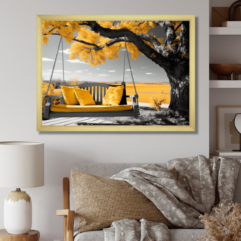 Farmhouse Yellow Country Comfort II - Imprimé, H 12 po x l 20 po x P 1 po, Cadre doré à une seule photo
