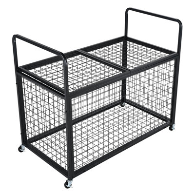 Chariot de rangement pour ballon de sport roulant, cage de basketball verrouillable avec double couvercle, organisateur de support pour équipement de sport intérieur et extérieur, support de rangement en acier pour garages, aire de jeu, gymnase et écoles