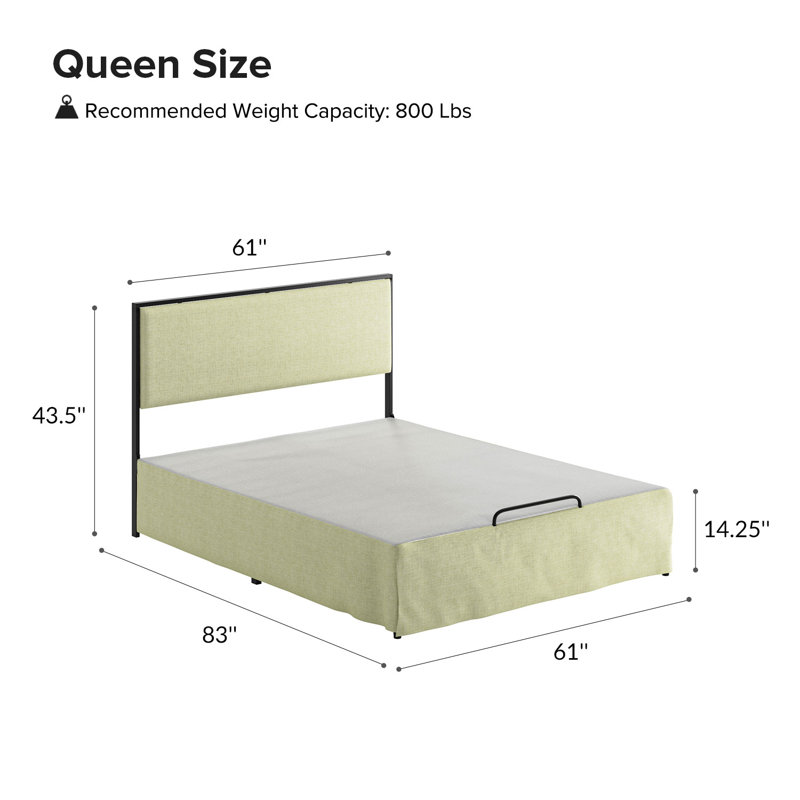 Neilius Upholstered Platform Bed with Washable Slipcover, Queen, Solid Ivory