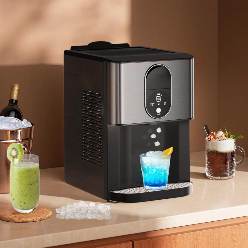 Havato Coutertop Ice Maker,Portable Stainless Steel Ice Maker Machine 44Lbs/24H Ice Cubes With Auto Self-Cleaning, Black
