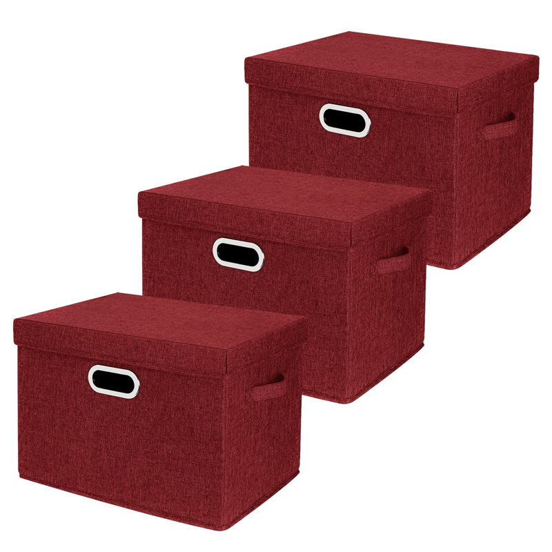 Ebern Designs Fabric Decorative Bin, Red Wine