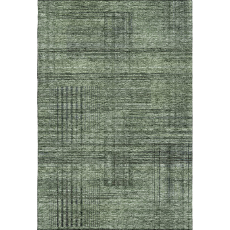 Premium Machine Washable Prisco Olive Rug, Rectangle 9' x 12'