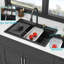 Évier de cuisine de 33 po x 22 po à quartz noir, robinet escamotable avec cascade et fonctionnalité 33 po x 22 po pour la cuisine, Plan Flame-121675796