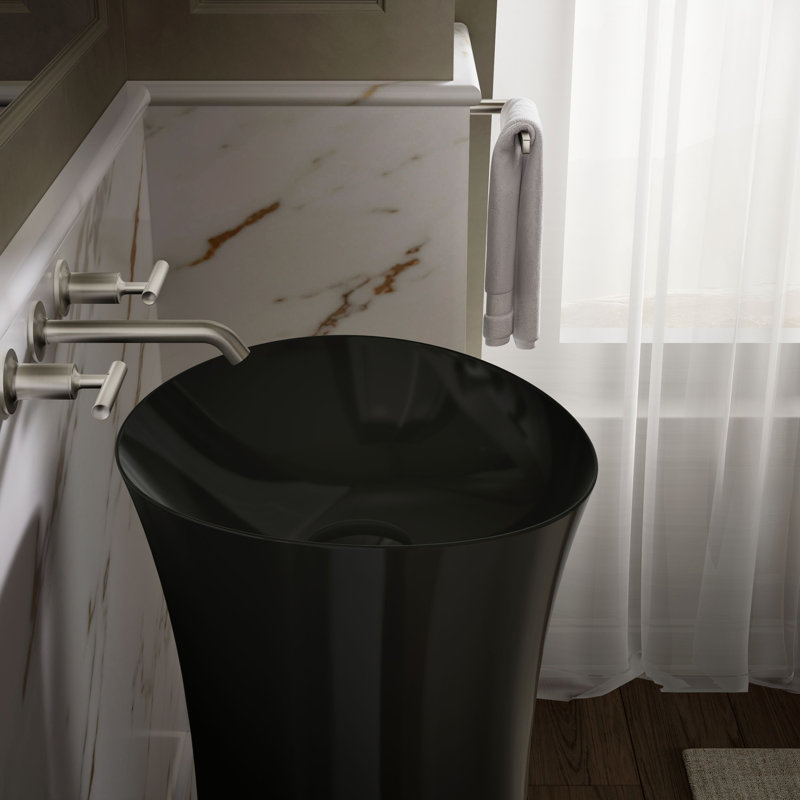 Veil® Pedestal Bathroom Sink, Black Black™