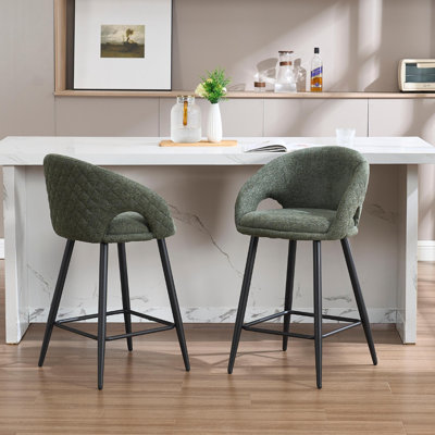 Upholstered Counter Stool with Metal Frame