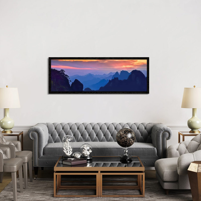 Sanqing Mountain Sunset by Mei Xu - Panoramic Print on Canvas, Black Framed, 50.8cm H x 152.4cm W x 3.81cm D