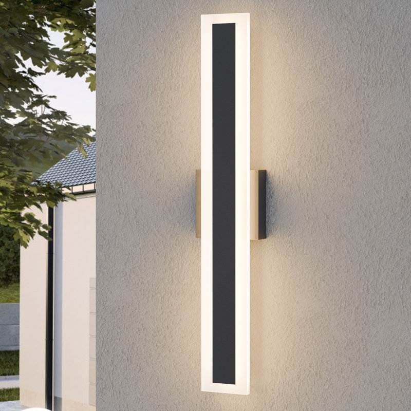 Eljan Linear Outdoor LED Wall Light with Back Plate, 23.6" H x 4.3" W x 1.6" D