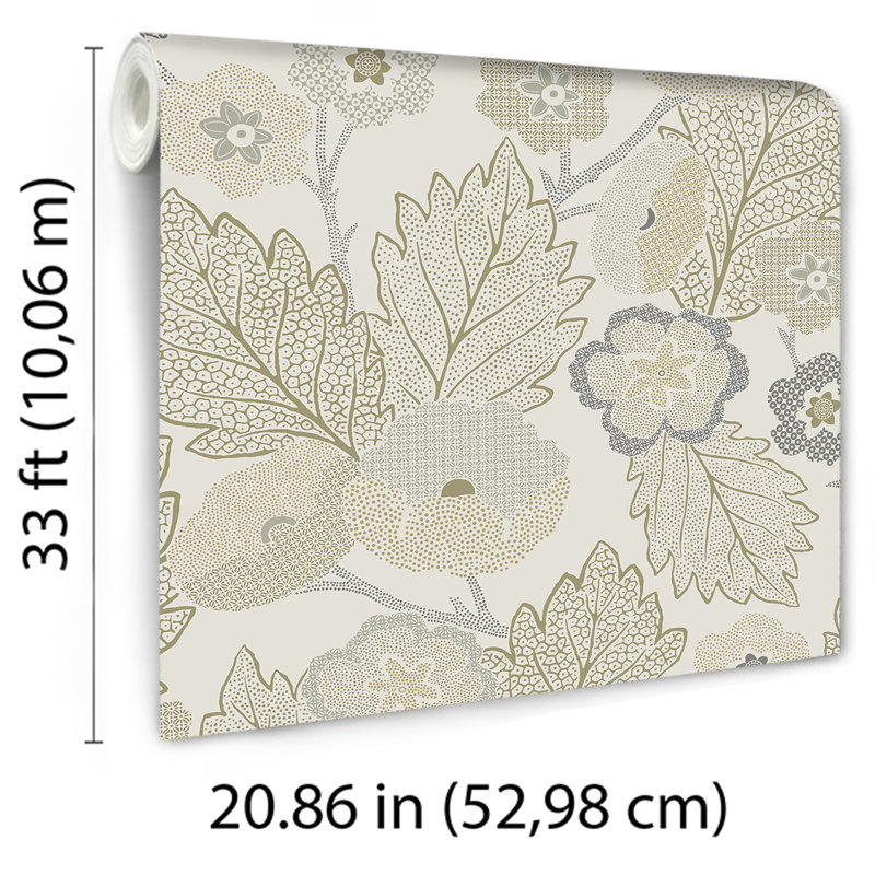 Papier peint floral Antibes, Beige
