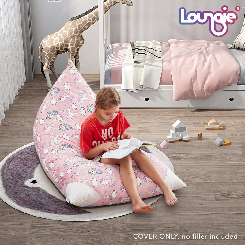 Housse de rangement pour fauteuil à billes 55 po, Microfibre / microsuède licorne rose clair