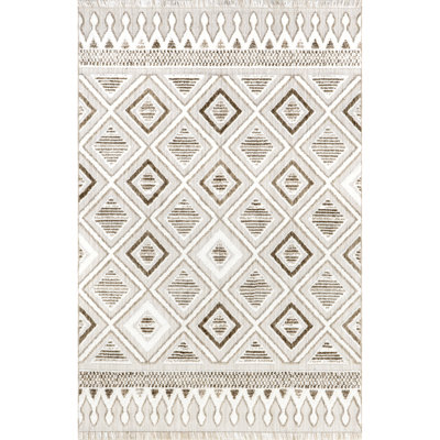Colleen Mixed Diamond Fringe Area Rug