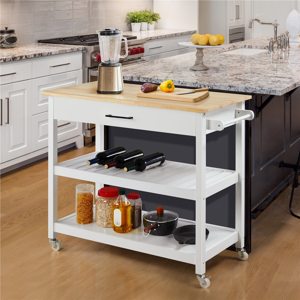 Latitude Run® Clinten Kitchen Island with Solid Wood Top & Reviews ...