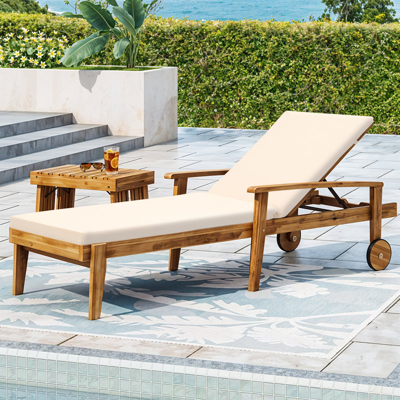Outdoor Sun Lounge Cushion, White Beige