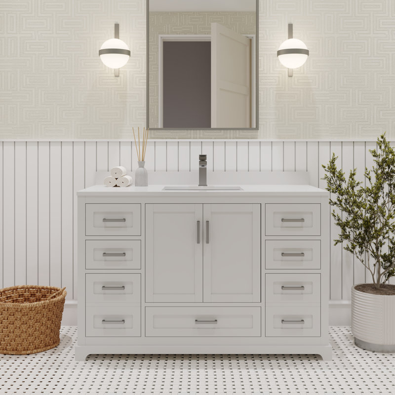 Base de meuble-lavabo 47 po Maya seulement, Blanc