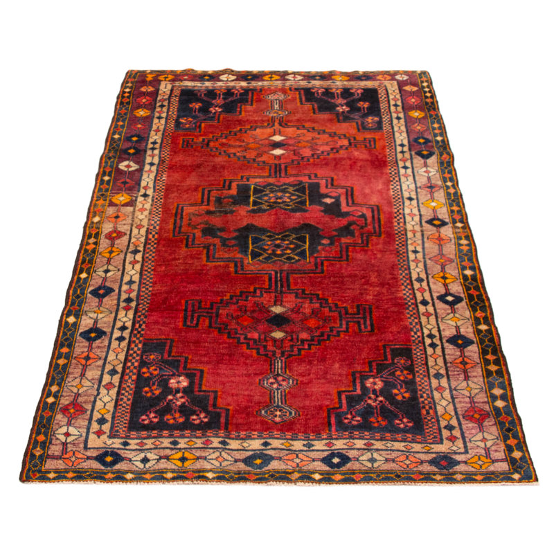Tapis rouge fait à la main de conception unique 4 pi 7 po x 8 pi 1 po Andelz