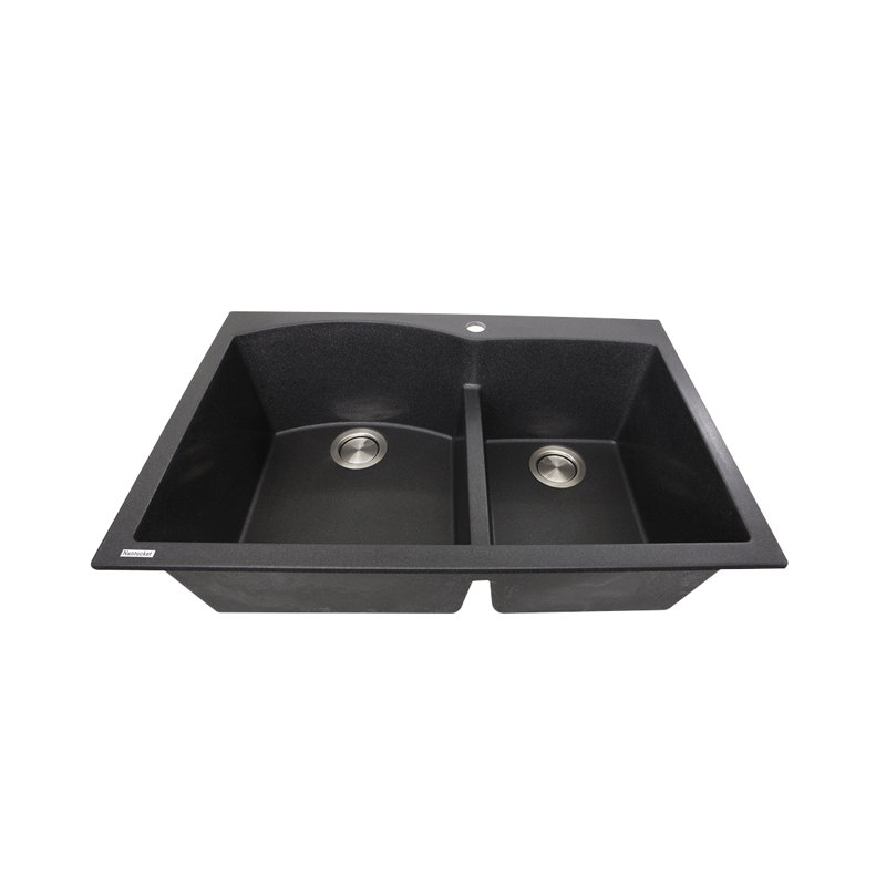 Plymouth 33'' L Double Basin Kitchen Sink, Black
