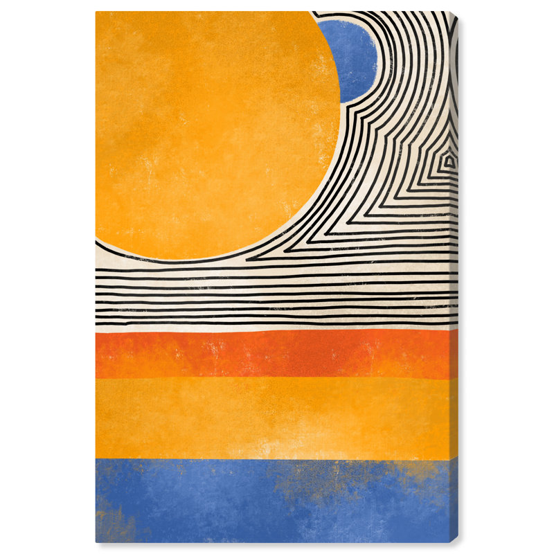 Abstrait soleil reflété sur toile jaune moderne, H 30 po x l 20 po x P 0,8 po