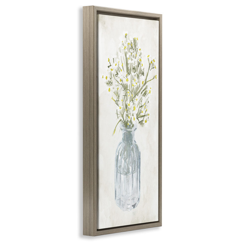Art mural sur toile flottant avec marguerites blanches pittoresques par Milli Villa, Cadre flottant orme Montalcino