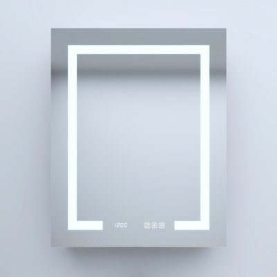 24 In. W X 30 H Silver Aluminum Recessed Medicine Cabinet With High - Definition Mirror, Three Color Led Lights, Adjustable Tempered Glass Shelves Right Led, Fog Inside Auto Sensing Feature