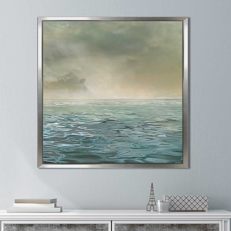 «Foggy Morning 2», reproduction, H 21,5 po x l 21,5 po x P 2 po, Cadre flottant argent