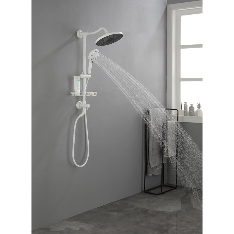 Système de douche Showerspas, avec pomme de douche à effet pluie de 10 po, douche à main à 4 fonctions, barre coulissante réglable et porte-savon