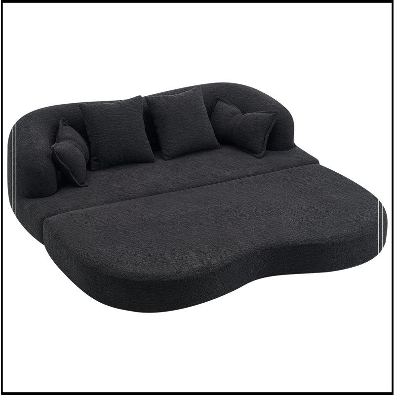Lit pliable avec 4 coussins Virnelli, Noir