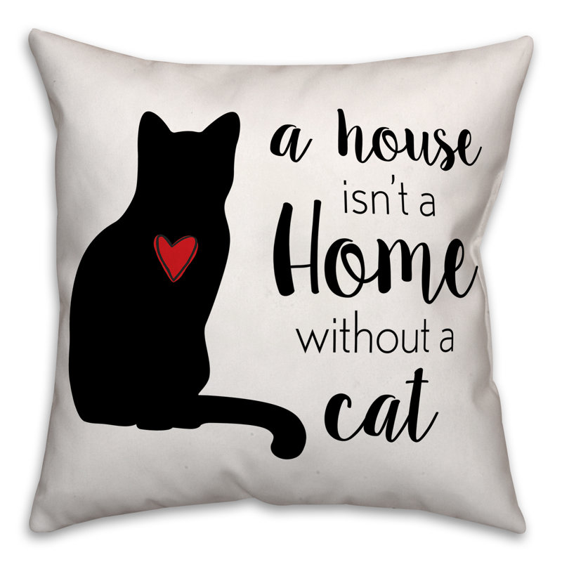 House Home Cat Throw Pillow in , Throw Pillow, 16" x 16", Pillow Cover Only - No Insert