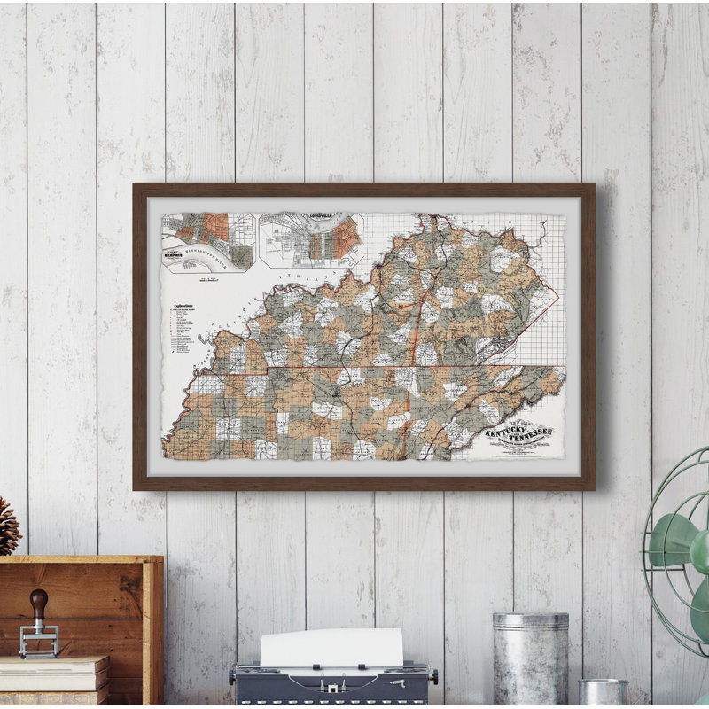 «Kentucky Tennessee», reproduction d'art graphique sur papier encadré, H 16 po x l 24 po x P 1,5 po