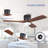 48'' Flush Mount Ceiling Fan 3 Carved Solid Wood Blades 6-Speed Noiseless Reversible DC Motor Indoor With Dimmable Light Kit And Remote, Walnut and Black-1745857662-1745857633