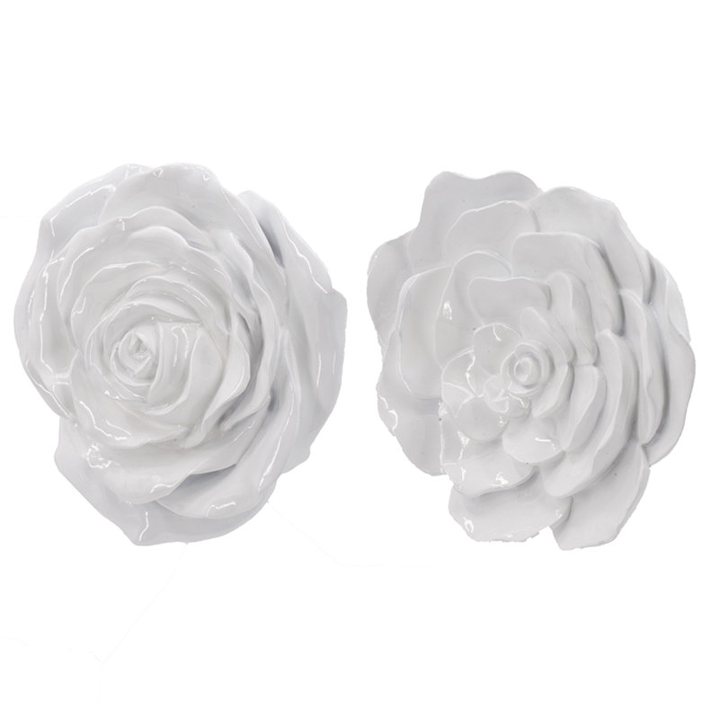 Handmade Glam Plants & Flowers Wall Decor on Resin, White