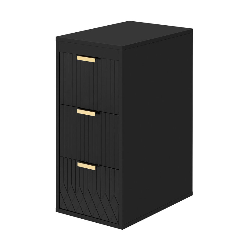 Armoire flottante murale moderne avec tiroirs et détails décoratifs, Noir