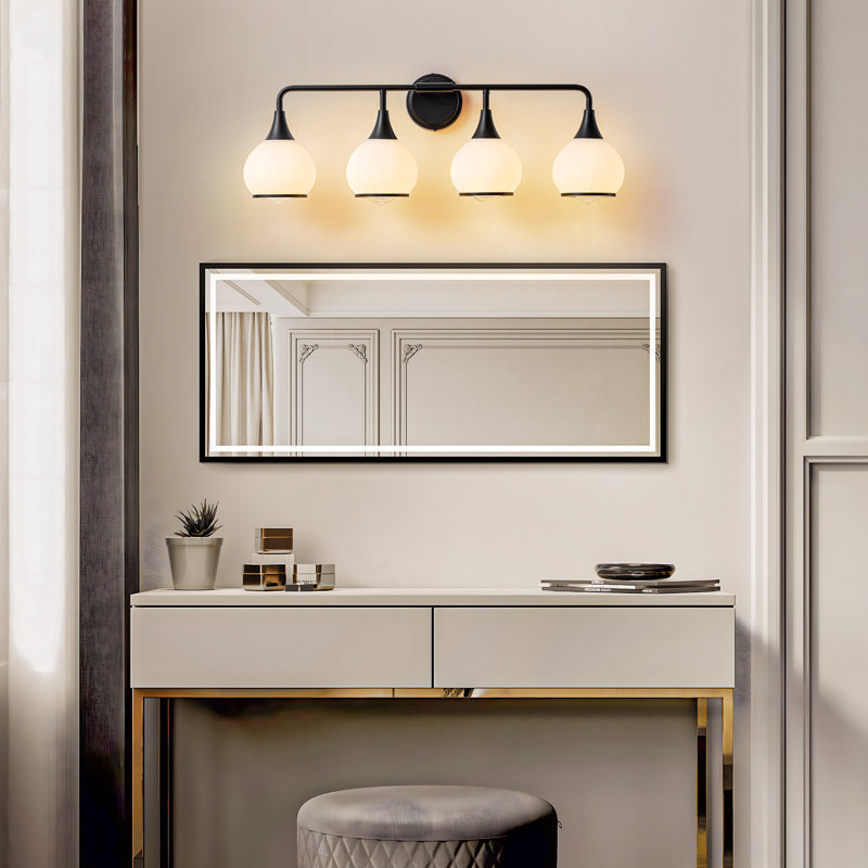 Lupe Bathroom Dimmable Vanity Light, Black, 4, White