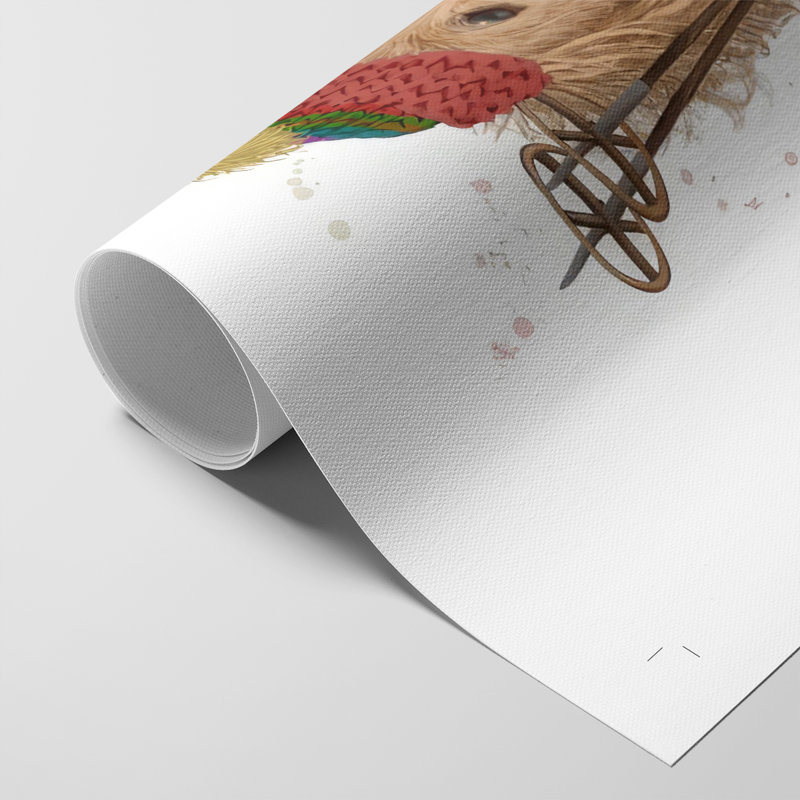 Chien de ski Goldendoodle - impression sur toile seulement - non encadrée, H 27 po x l 18 po