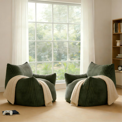 Set of 2 Oversized Corduroy Foam Bean Bag Chair