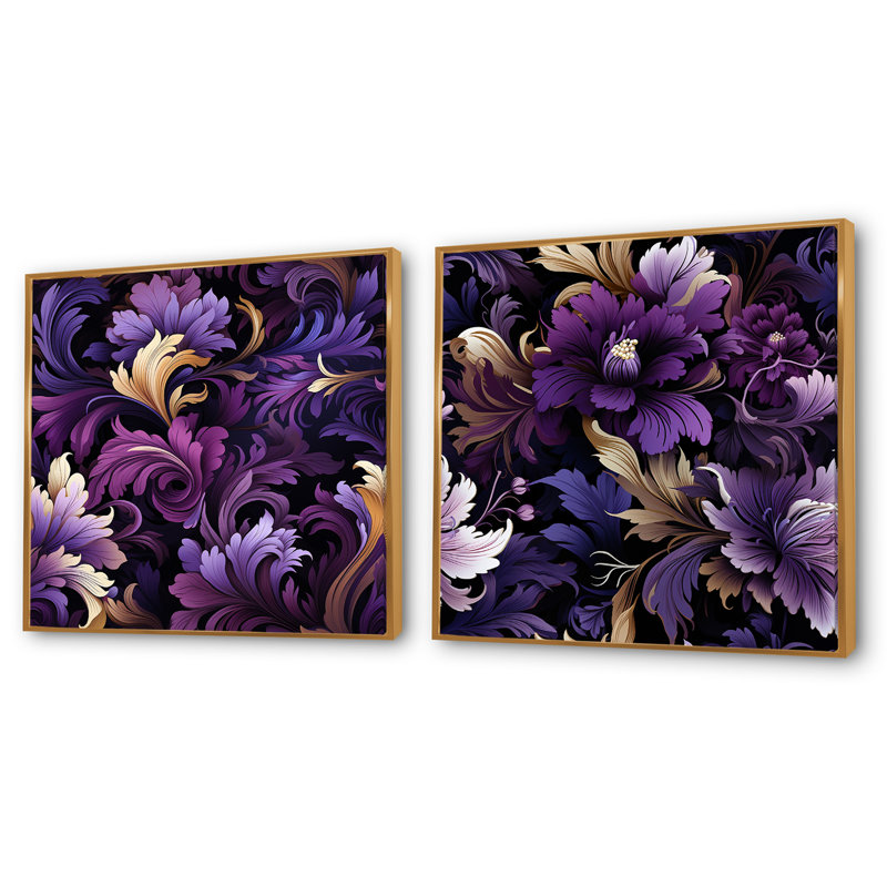 Collant et floral carré moelleux 2 pièces Lowleoft, Cadre flottant doré, H 36 po x l 73 po