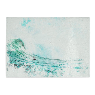 Tempered Glass Surfing a Wave Chopping Board