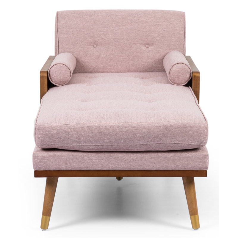 Chaise longue à 2 accoudoirs capitonnés Cape, Rosé clair