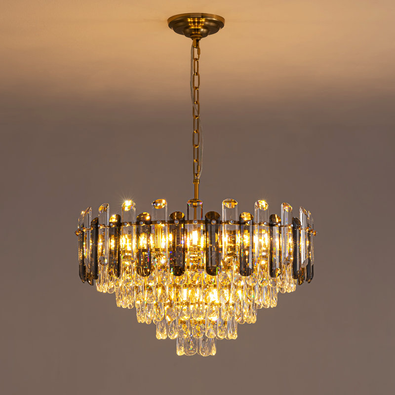 Lustre rond classique en cristal 24 po