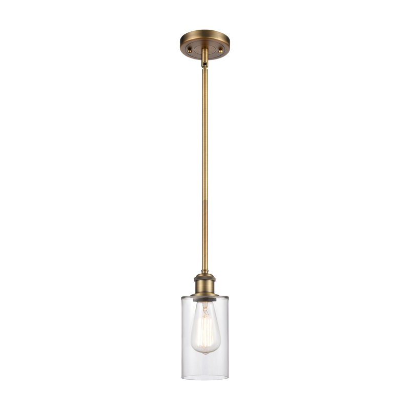 Glessite 1 - Light Single Pendant, Brushed Brass, LED, Clear