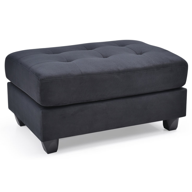 Sleek Contemporary Black Ottoman, Black