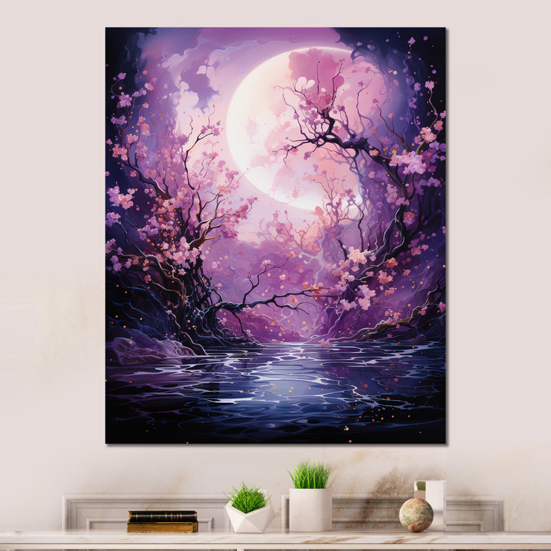 «Moon Nightly Flower Luminosité I» sur métal, H 32 po x l 24 po x P 1 po