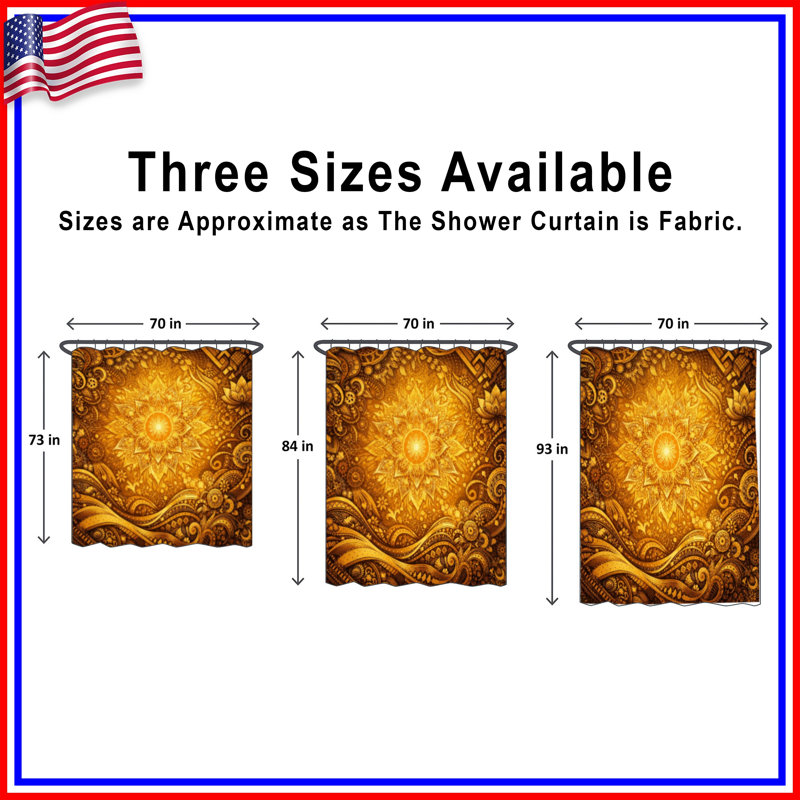 Rideaux de douche Intricate Golden Mandala, 70in W x 72in H