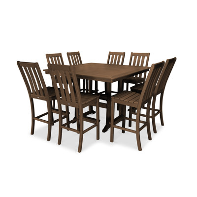POLYWOOD Vineyard 9-Piece Nautical Trestle Bar Set