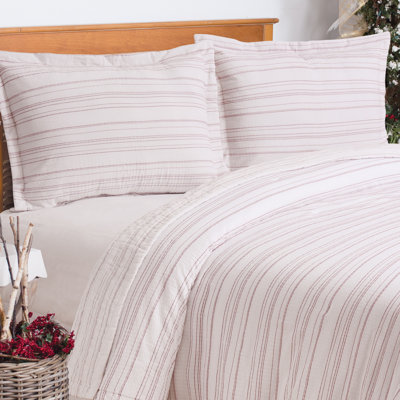 Dotted Seersucker Christmas Cotton Reversible Quilt Set