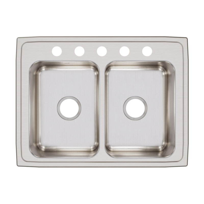 Lustertone 29" L x 22" W Double Basin Drop-In Kitchen Sink, 5 hole