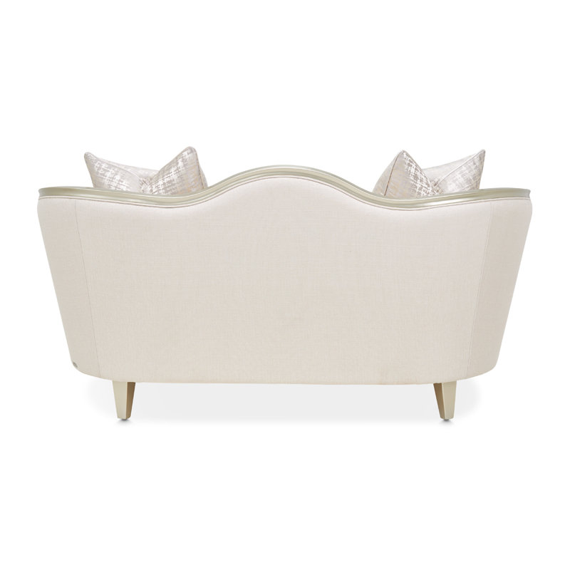 Villa Cherie 71'' Round Arm Loveseat, Pearl 100% Polyester