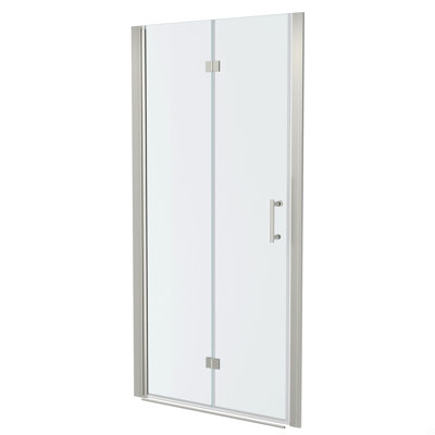 72" Fold Frameless Shower Door With Tempered Glass, 1/4 Inch (6 Mm)