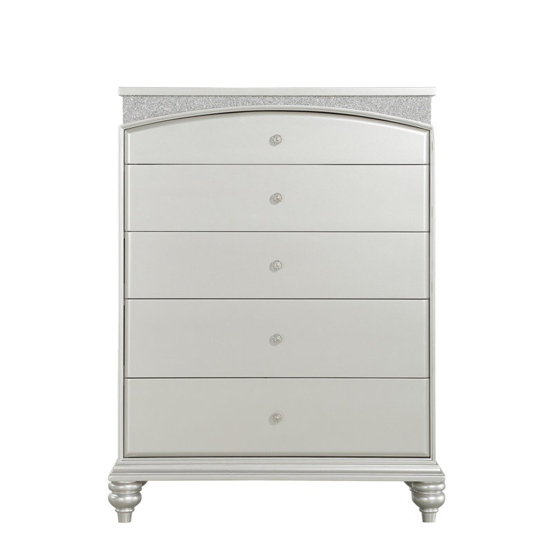 Commode 5 tiroirs Elsie en platine