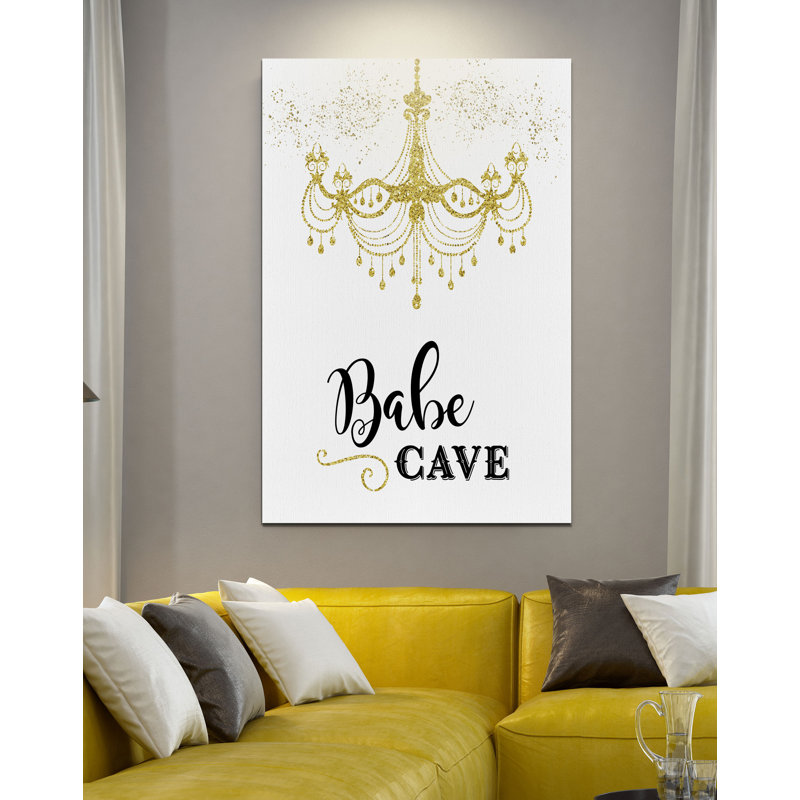 « bébé cave », art textuel, H 18 po x l 12 po x P 1,5 po, Toile tendue